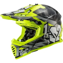 LS2 MX437 Fast Evo Crusher Off Road Helmet (Matt Black/Hi Vis Yellow)