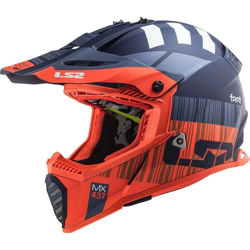 LS2 MX437 Fast Evo Xcode Off Road Helmet (Matt Fluo Orange/Blue)