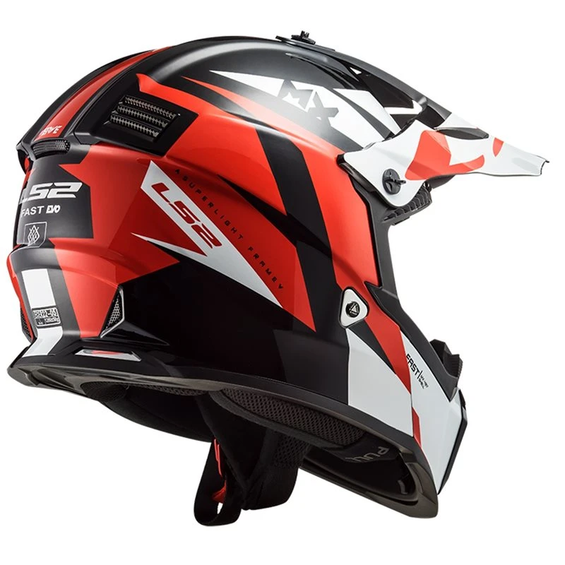 LS2 MX437 Fast Evo Strike Off Road Helmet (Black/White/Red) - Image 2